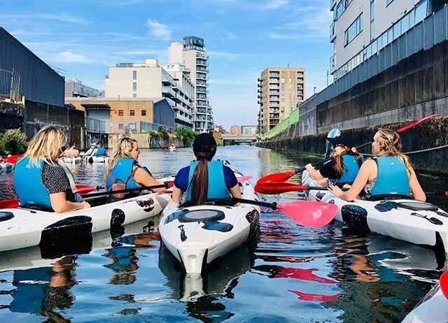 People kayak with London's Moo Canoes